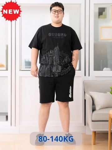 Bộ Đồ Thun Đen Big Size Nam In Hình