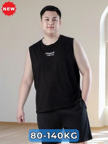Áo Ba Lỗ Cotton Đen Họa Tiết Big Size Nam