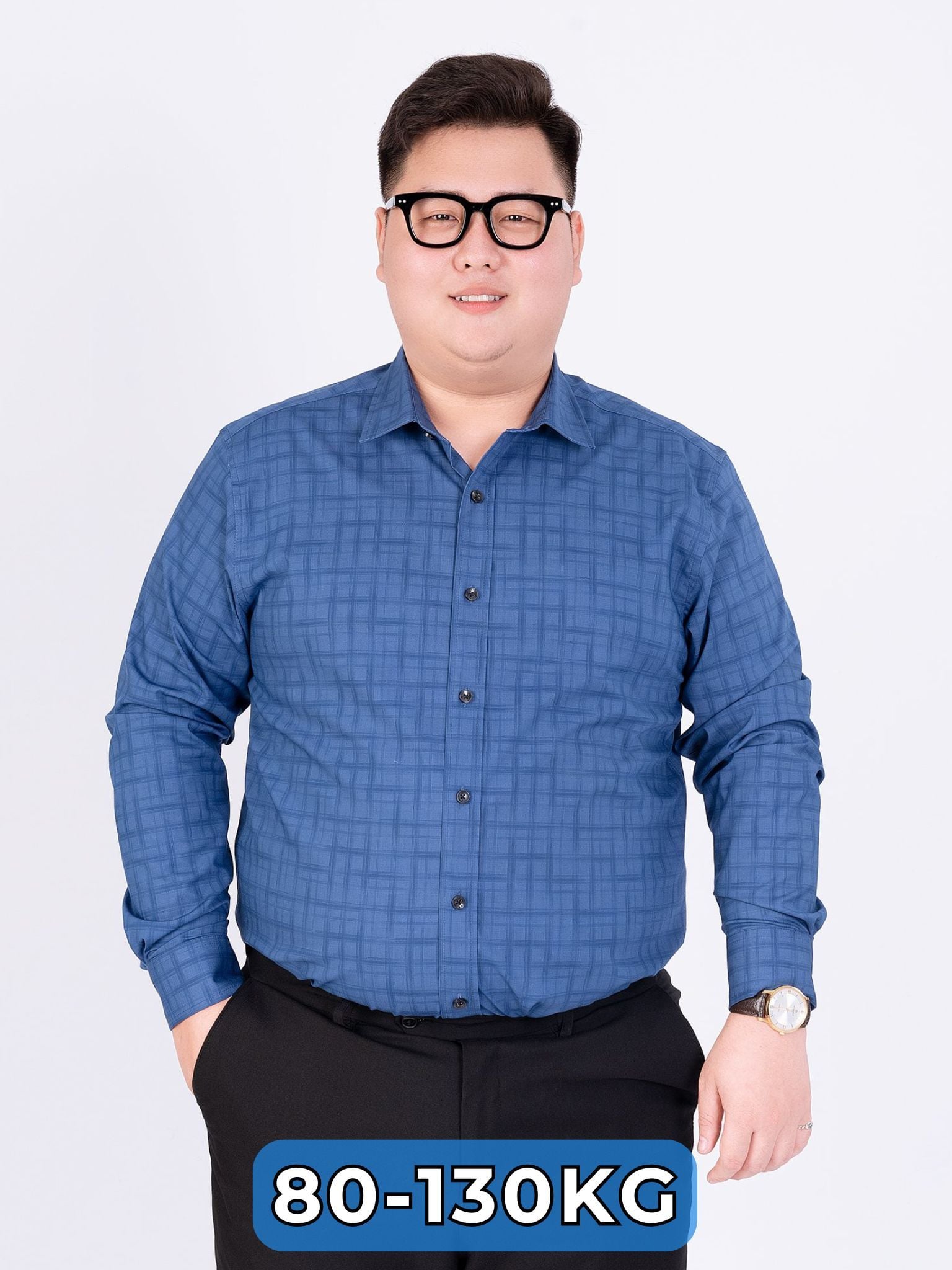 Áo Sơ Mi Xanh Dài Tay Big Size Nam