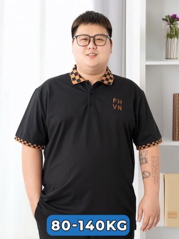 Áo Polo Đen Big Size Nam Cổ CARO