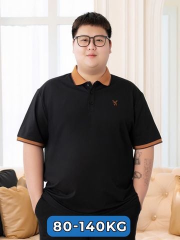 Áo Polo Đen Big Size Nam Cổ Vàng