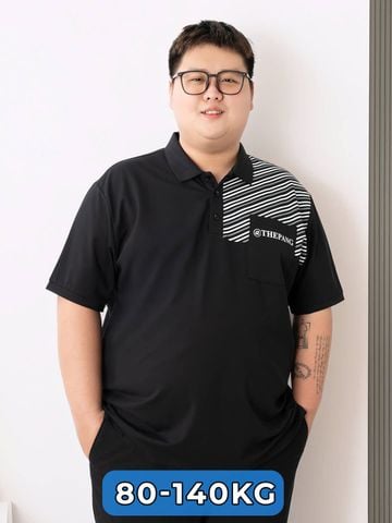 Áo Polo Đen Big Size Nam In Kẻ Túi