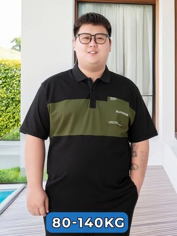 Áo Polo Đen Big Size Nam Phối Màu Rêu