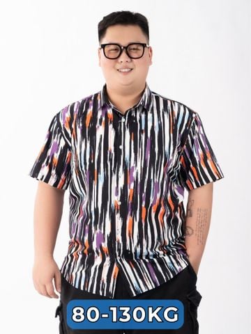 Áo Sơ Mi Ngắn Tay Big Size Nam In Họa Tiết Kẻ Màu