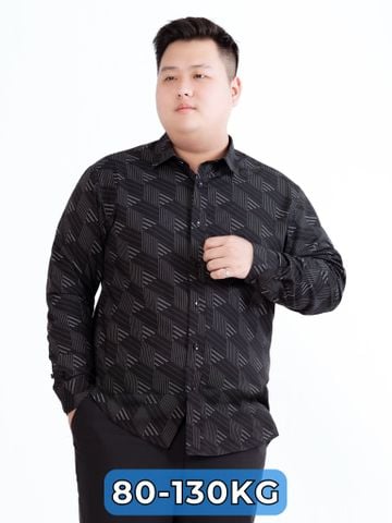 Áo Sơ Mi Đen Dài Tay Big Size Nam In Họa Tiết