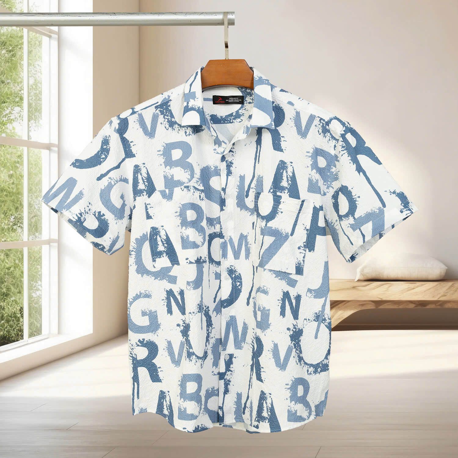 Áo Sơ Mi Ngắn Tay Hai Túi Họa Tiết Big Size Nam