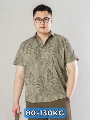 Áo Sơ Mi Ngắn Tay Họa Tiết Lá Big Size Nam