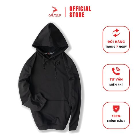 Áo Hoodie Đen Chất Nỉ Da Cá Bigsize- AN B9