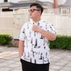 Áo Polo Trắng In Họa Tiết Big Size Nam