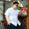 Áo Sơ Mi Ngắn Tay Trắng Đen Big Size Nam