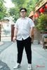 Áo Sơ Mi Ngắn Tay Trắng Đen Big Size Nam