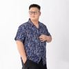 Áo Sơ Mi Xanh Ngắn Tay Big Size Nam Cổ Vest In Họa Tiết
