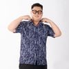 Áo Sơ Mi Xanh Ngắn Tay Big Size Nam Cổ Vest In Họa Tiết