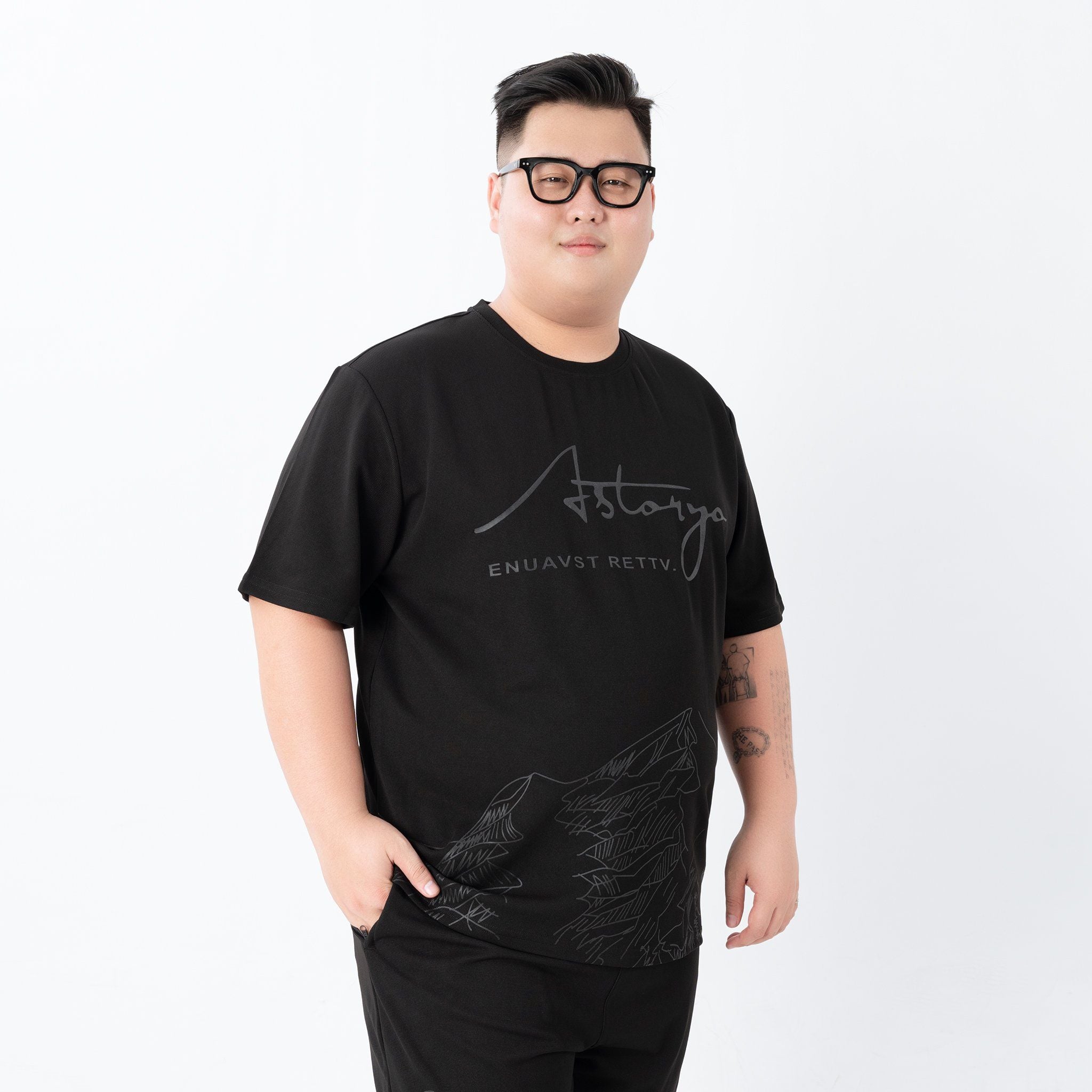 Bộ Đồ Thun Đen In Họa Tiết big size nam