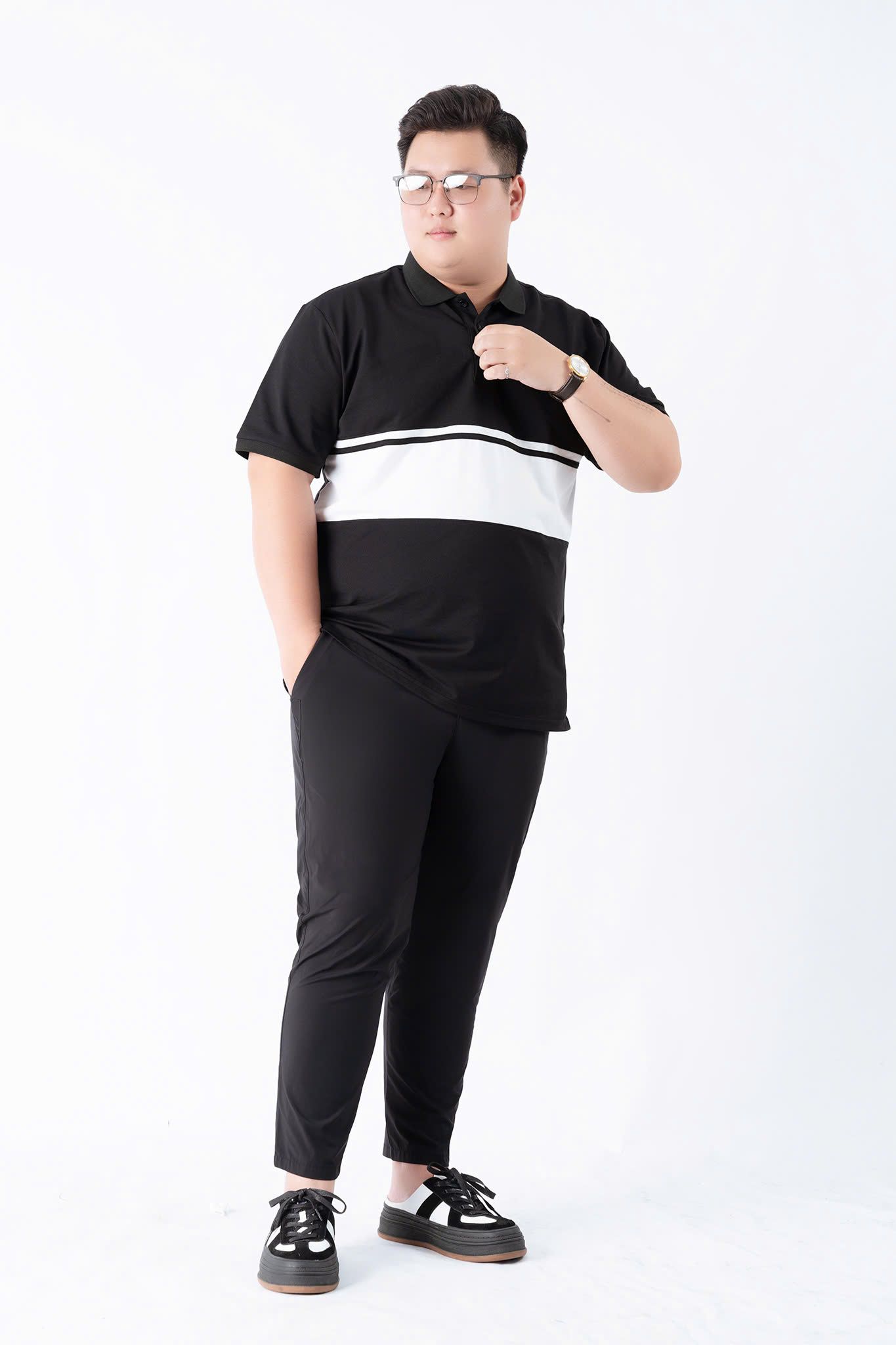 Áo Polo Đen Trắng big size nam