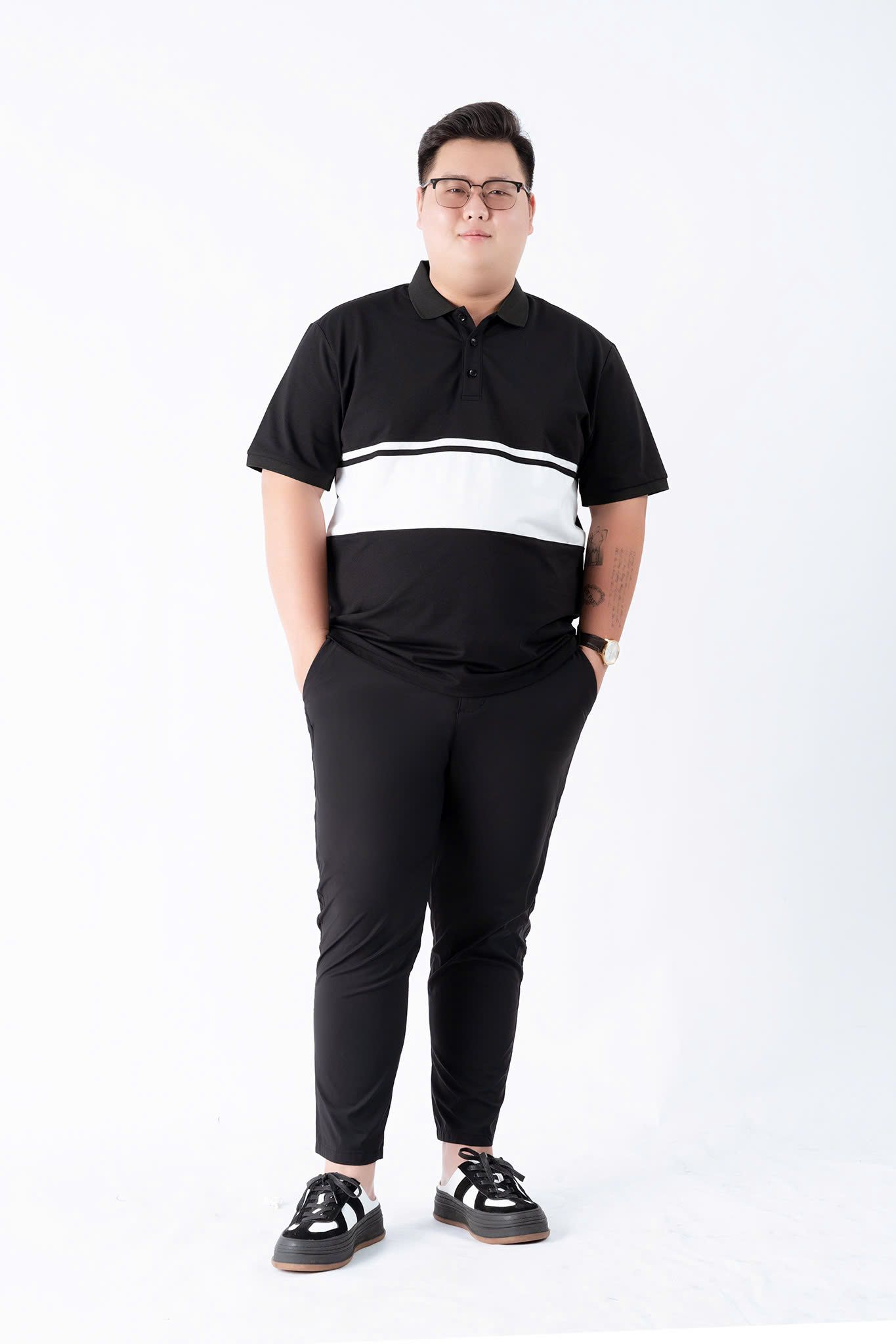 Áo Polo Đen Trắng big size nam