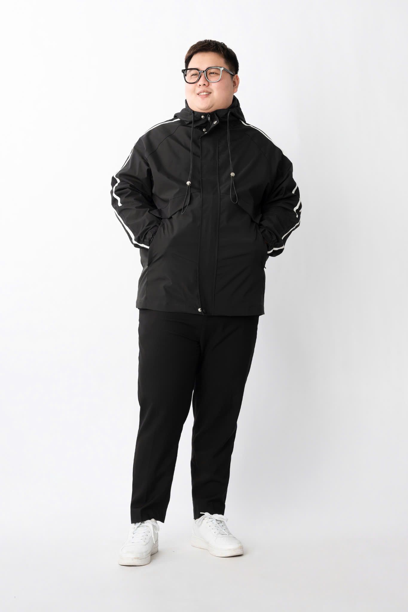 Áo Khoác Gió Đen Viền Big Size Nam
