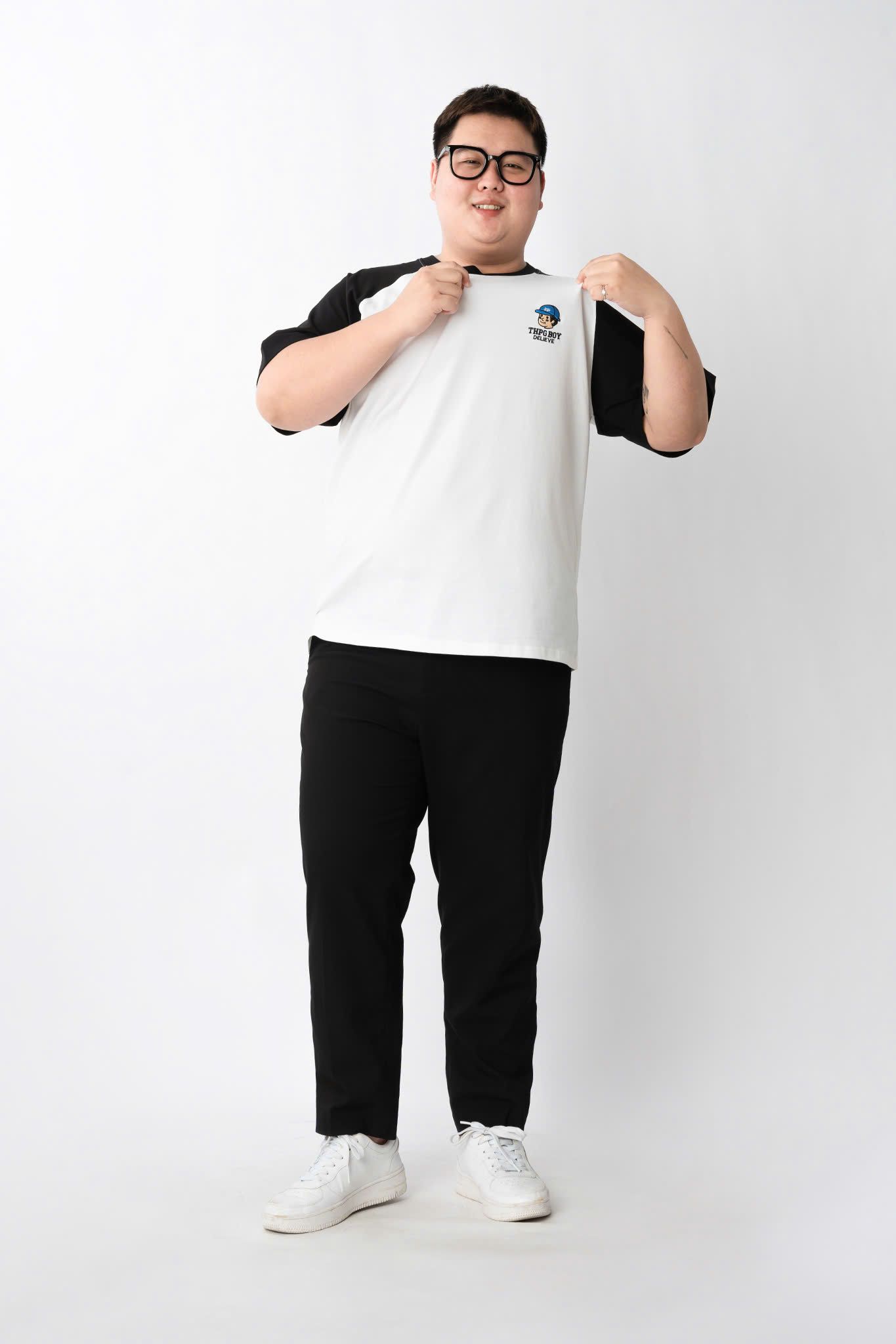 Áo Thun Trắng Tay Đen Big Size Nam