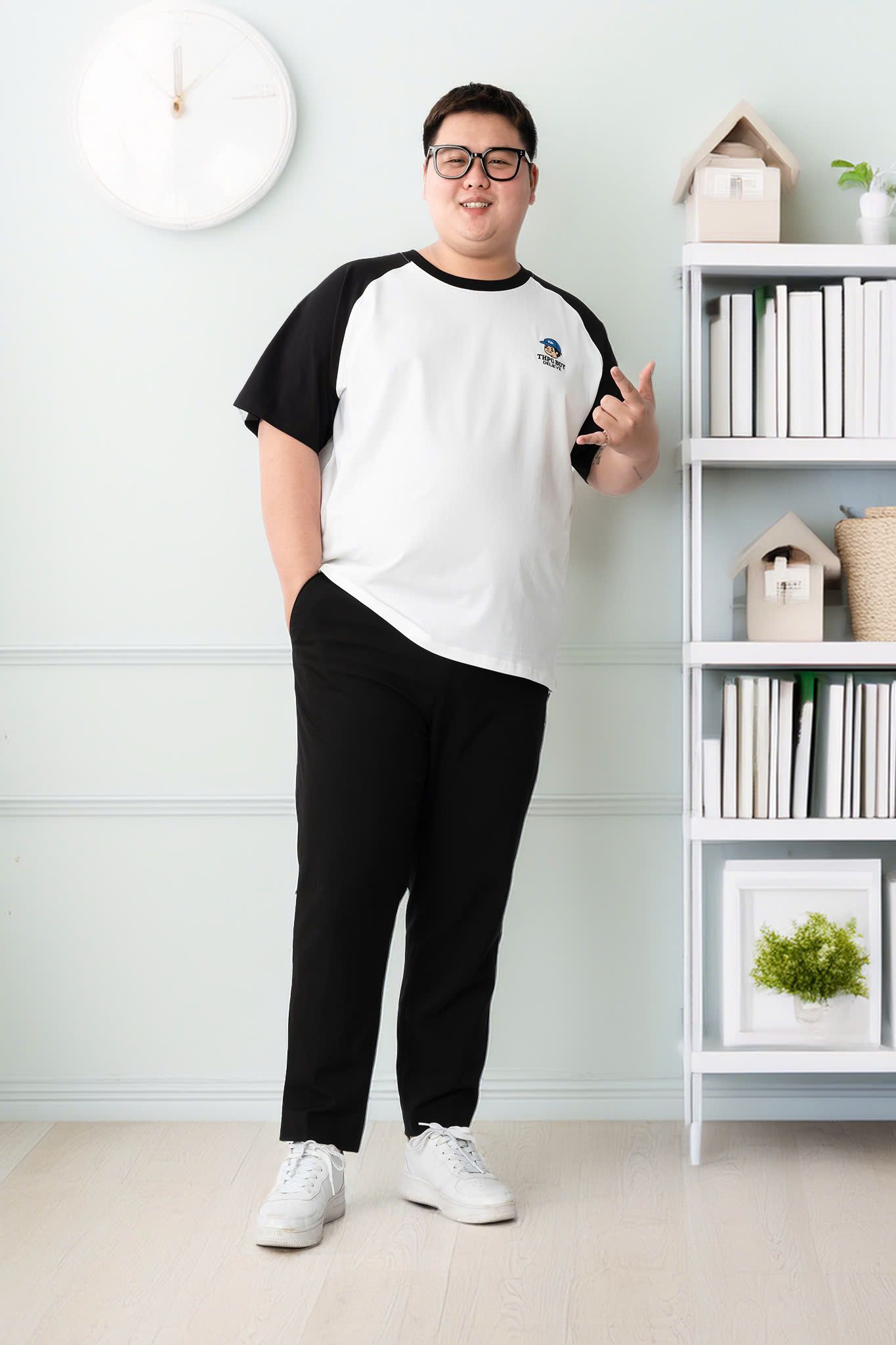 Áo Thun Trắng Tay Đen Big Size Nam