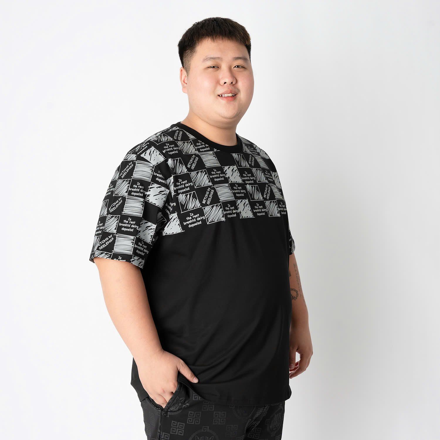 Áo Thun Đen Big Size Nam In Caro