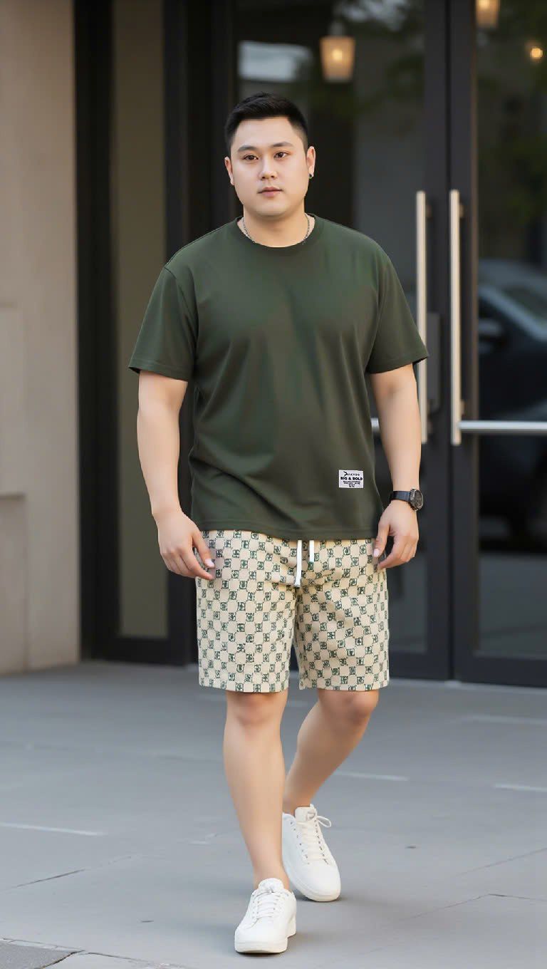 Quần Short Thun Chéo Họa Tiết Big Size Nam