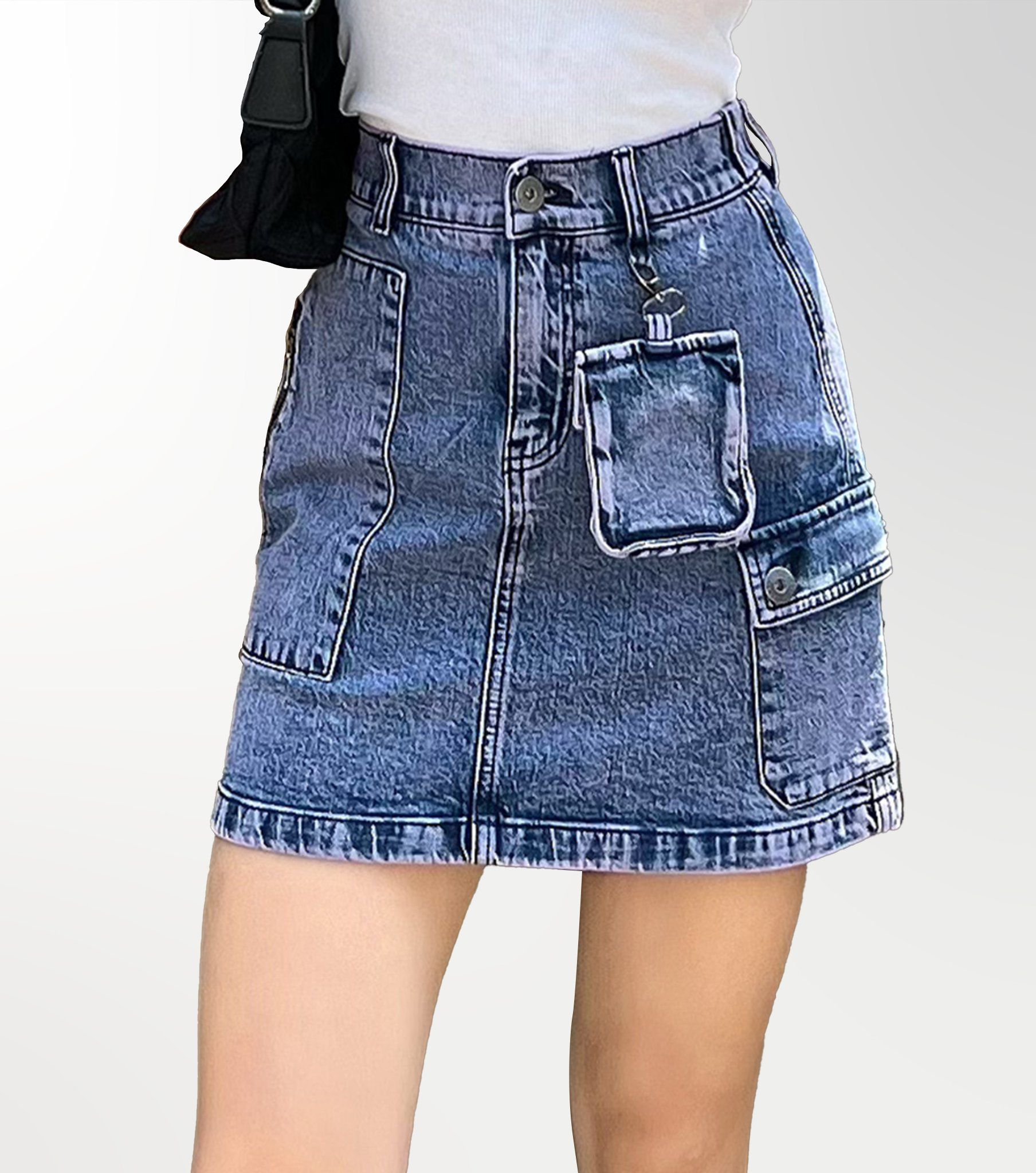 Chân Váy Denim Nữ Dáng Chữ A Nhuộm Tím. Purple A-line Women's Denim Skirt - 222WD1111F1