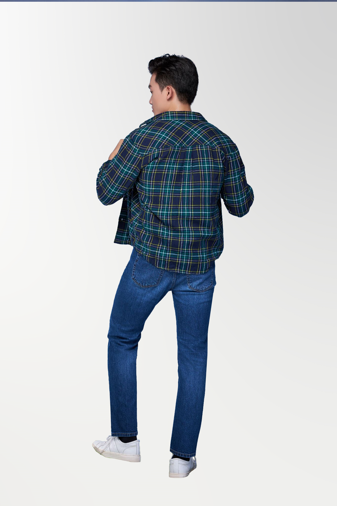 Áo Sơ Mi Nam Caro Xanh Dương Dáng Regular - Men's Regular Fit Blue Caro Shirt - 123MN4039B1470