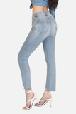 Quần jeans nữ dáng ôm vừa, cắt lai. Fray Hem Slim Jeans - 120WD2082F1930