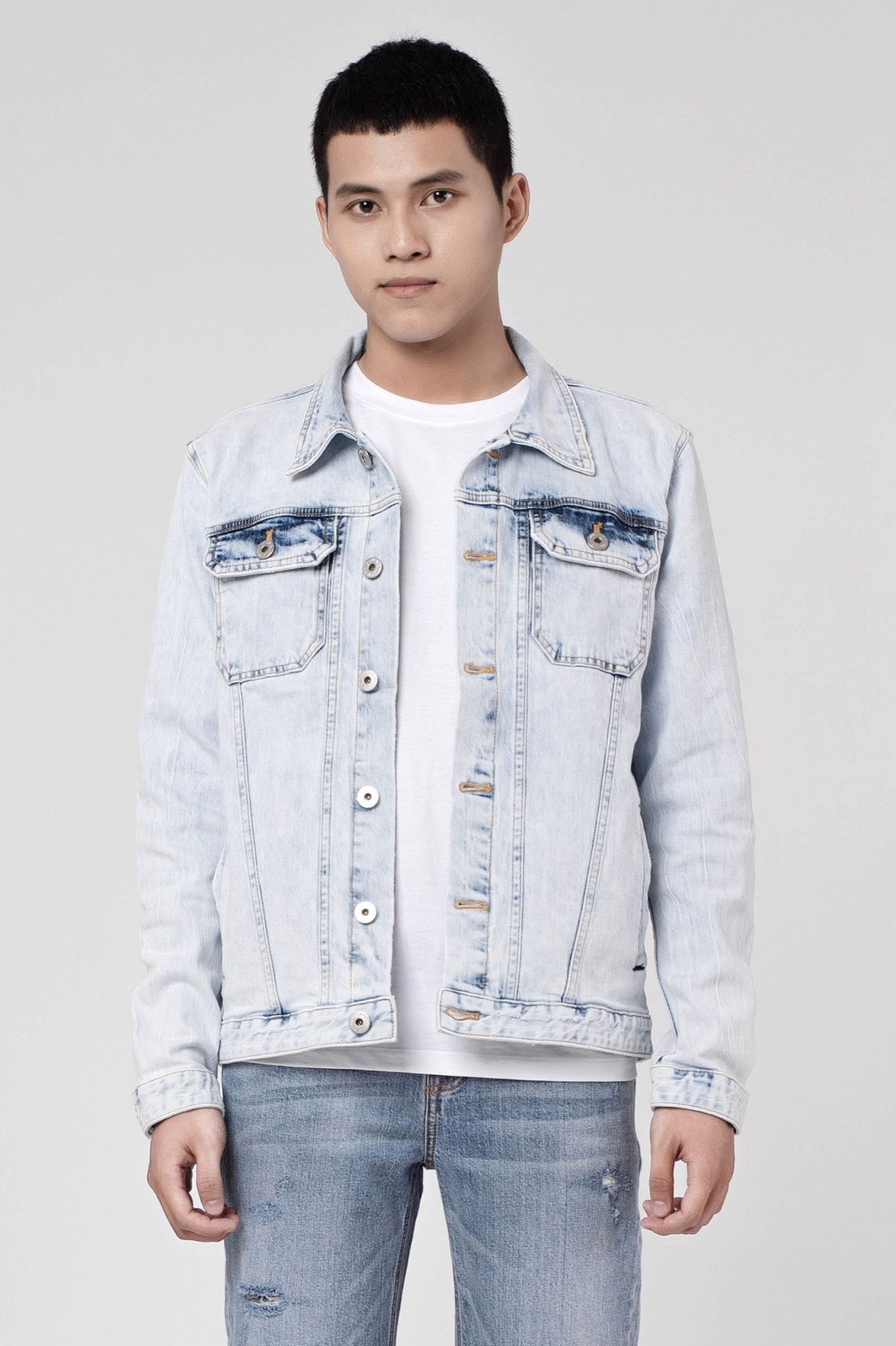 Áo Khoác Jeans Nam Dáng Rộng. Bleach Denim Jacket - 121MD4044F2