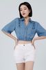 Áo Sơ Mi Xếp Ly Lưng Thun. Pleated Crop Top - 121WD1031F1930