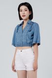 Áo Sơ Mi Xếp Ly Lưng Thun. Pleated Crop Top - 121WD1031F1930