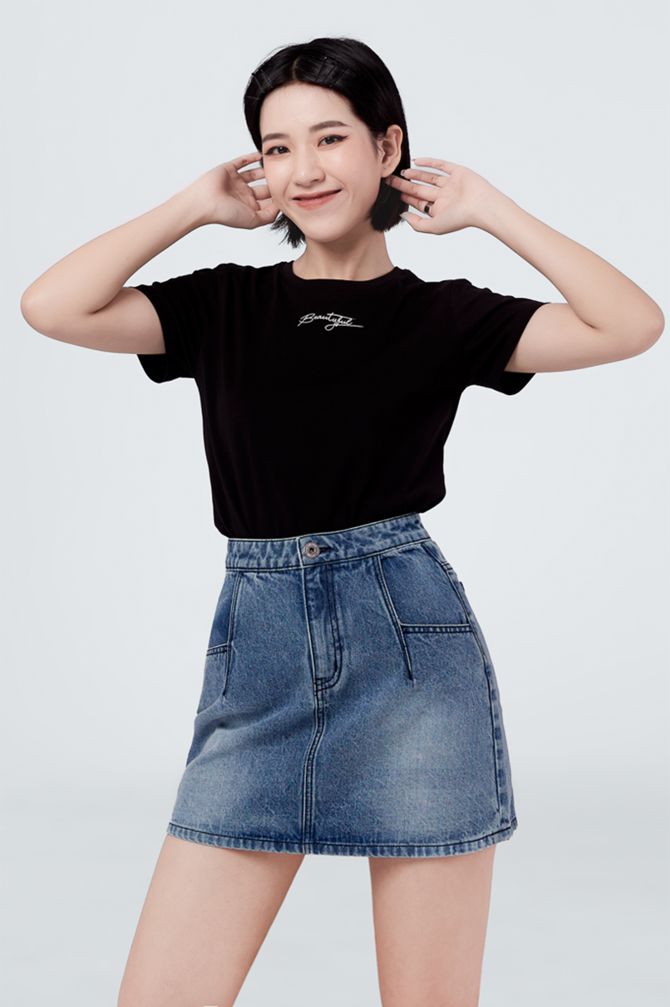 Chân Váy Denim Dáng Chữ A. Square Pocket A-Line Mini Skirt - 121WD1111F1930