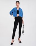 Áo Sơ Mi Denim Nữ Dáng Croptop. Raw Frayed Hem Croptop Denim Shirt - 121WD2034F4950