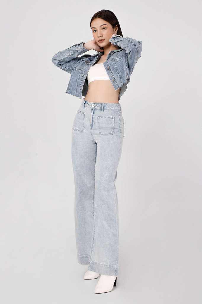 Áo Khoác Denim Lửng Dáng Rộng - 121WD2044B1