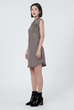 Đầm Nữ Cổ Trụ, Xám Khói. Smokey Grey Sleeveless Dress - 121WD2124B1030