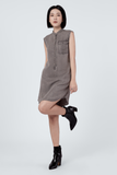 Đầm Nữ Cổ Trụ, Xám Khói. Smokey Grey Sleeveless Dress - 121WD2124B1030