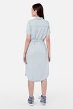 Đầm Sơmi Dáng Suông Tay Ngắn. Blue Shirt Dress - 121WD2128B1910