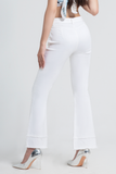 Quần Jeans Dáng Loe, Trắng Tua Rua. White Fringe Flared Jeans - 121WN1084F1100