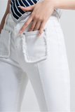 Quần Jeans Dáng Loe, Trắng Tua Rua. White Fringe Flared Jeans - 121WN1084F1100