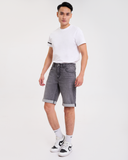 Quần Ngắn Nam Màu Xám. Ash Grey Rolled Hem Denim Shorts - 122MD4103B1070