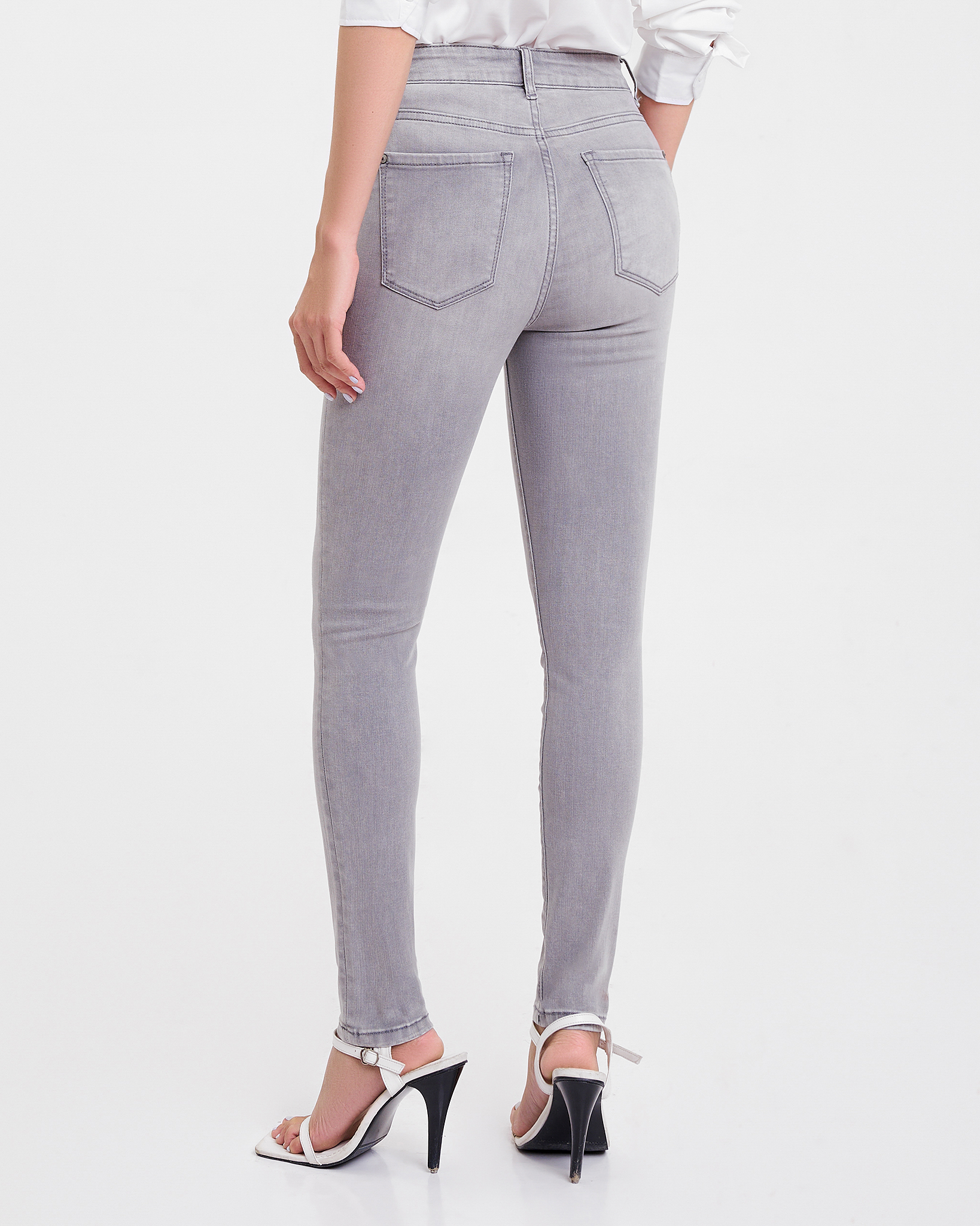 Quần Dài Nữ Dáng Ôm Màu Xám Trắng. Light Grey Skinny Jeans - 122WD1081B6