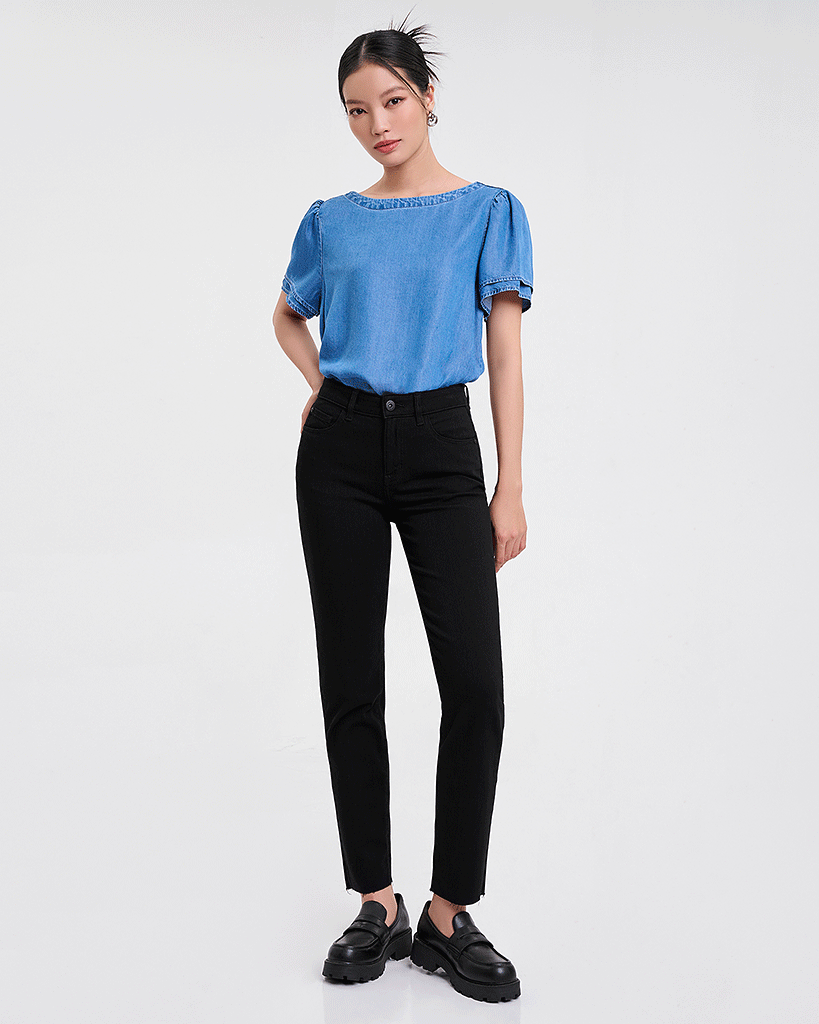 Áo Kiểu Nữ Tay Bèo Tencel. Frill Detail Tencel Shirt - 122WD2013F3