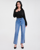 Quần Jeans Nữ Xẻ Lai Dáng Suông. Split Hem Straight Jeans - 122WD2083F2950