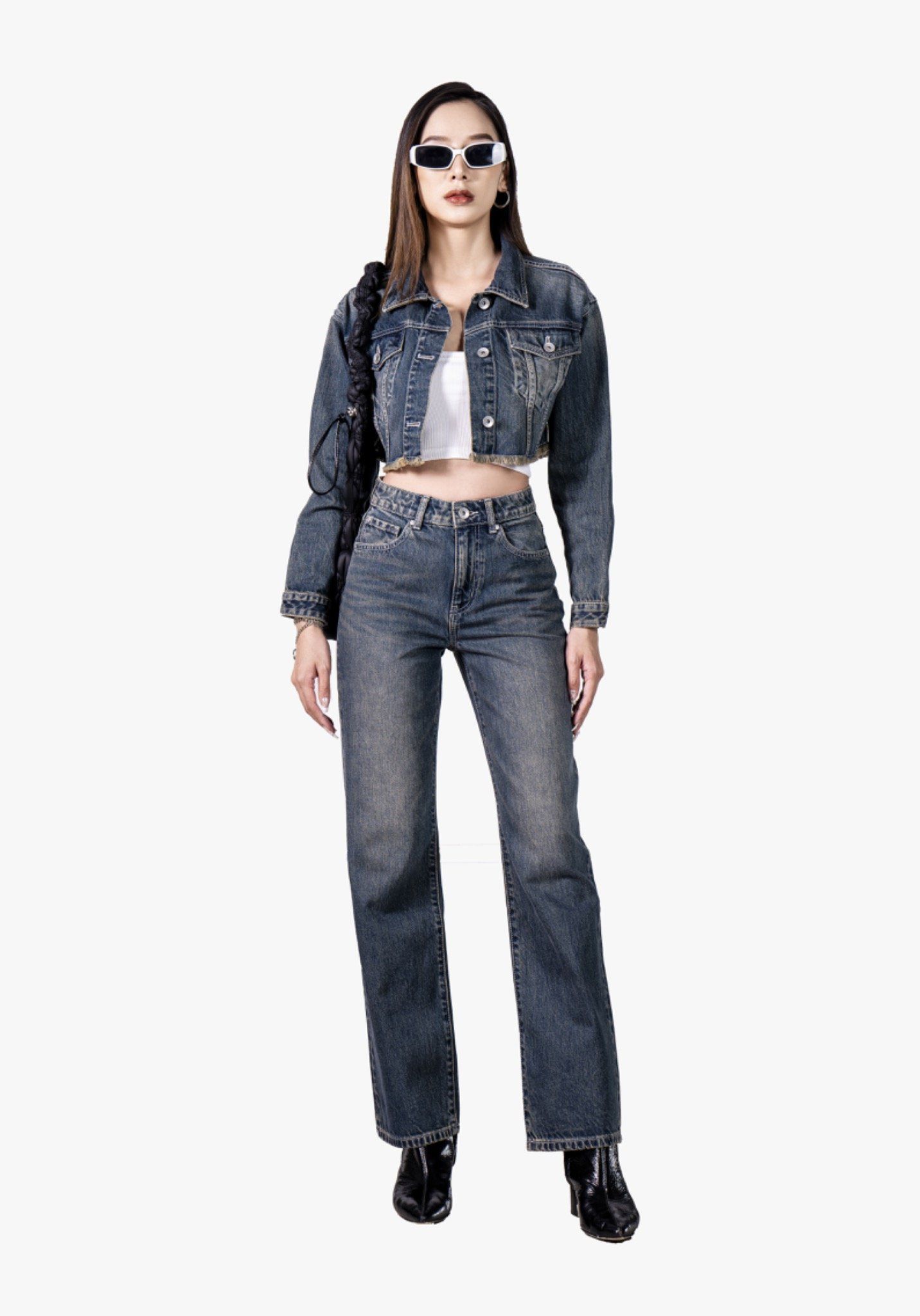 Áo Khoác Nữ Croptop Dáng Rộng Tua Lai. Women's Loose Tassel Crochet Jacket - 223WD1044F3