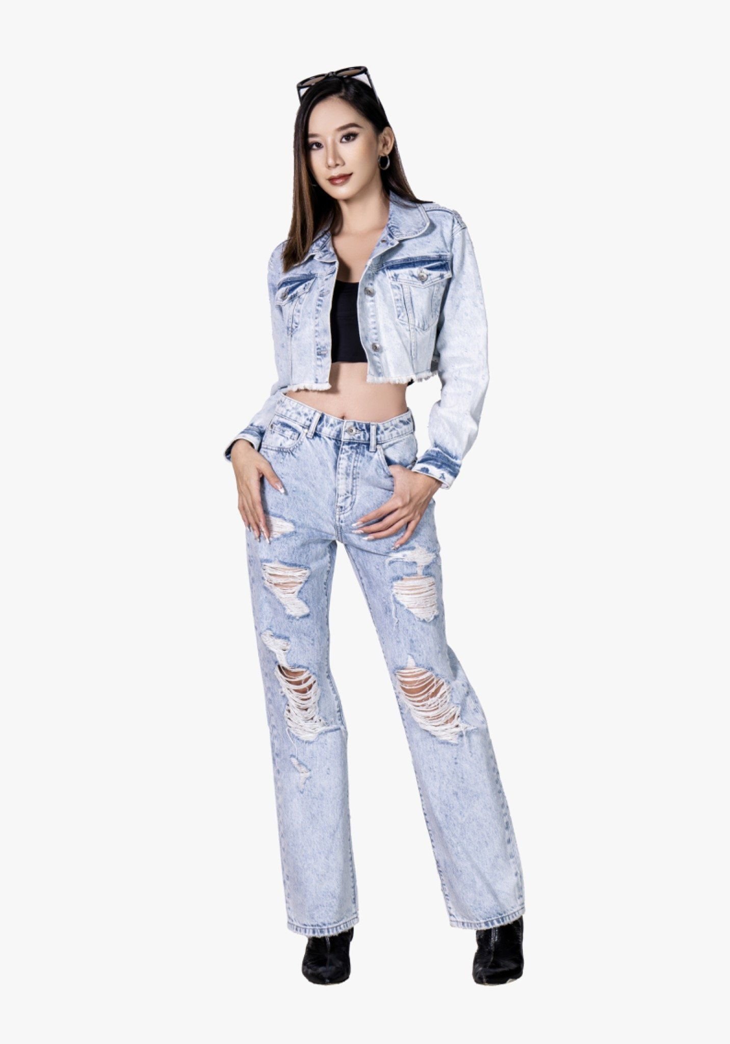 Áo Khoác Nữ Croptop Dáng Rộng. Women's Loose Crochet Jacket - 223WD1044F1