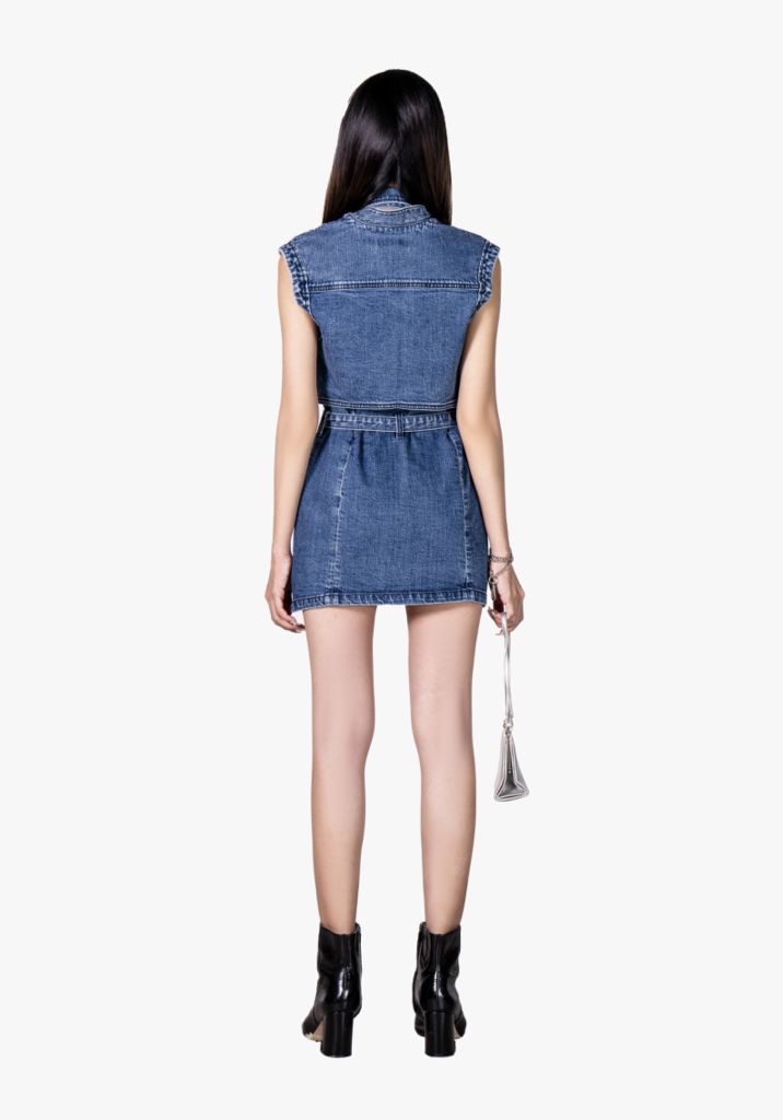 Áo Denim Nữ Cổ Vest Form Rộng. Women's Denim Shirt Wide Vest Collar - 223WD1046F2