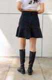 Váy Denim Dáng Xòe -  Black Denim Flare Skirt - 222WD1113F1090