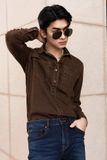 Áo Sơ Mi Denim Màu Nâu Phong Cách Vintage - Vintage Brown Denim Shirt - 122MD3034F3270