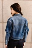 Áo Khoác Nữ Dáng Rộng Chi Tiết Tháo Tay Áo Tiện Dụng - Detachable Sleeve Bright Blue Women's Denim Jacket - 222WD2044F1930