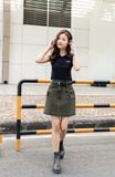 Váy Túi Hộp Dáng Chữ A Màu Moss Green -  Moss Green  Box Pocket Skirt - 222WD1111F2320